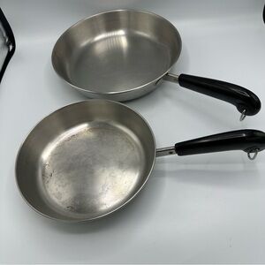 Vintage Revere Ware 8” And 10” Inch Skillet Frying Pans Stainless Steel No Lids